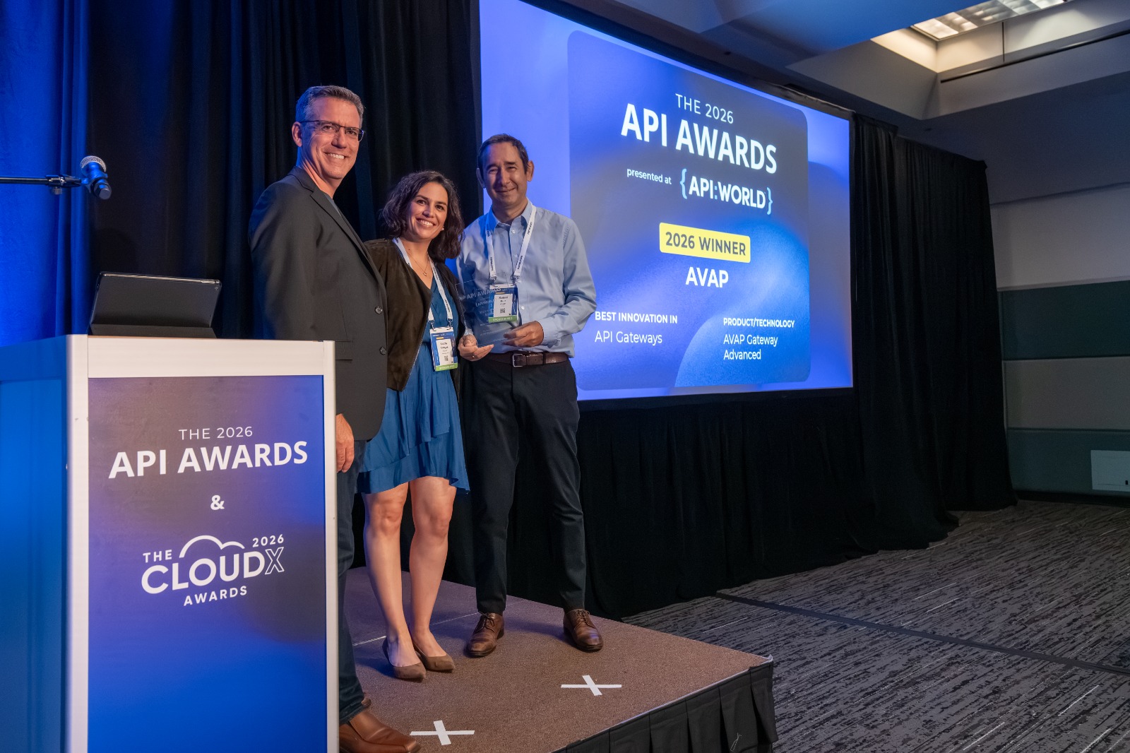 Accepting the 2026 API Award for Best Innovation in API Gateways — AVAP Gateway Advanced — at The 2026 CloudX Awards